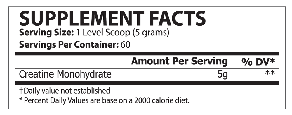 Pole Nutrition Creatine Monohydrate 300 Grams Unflavoured